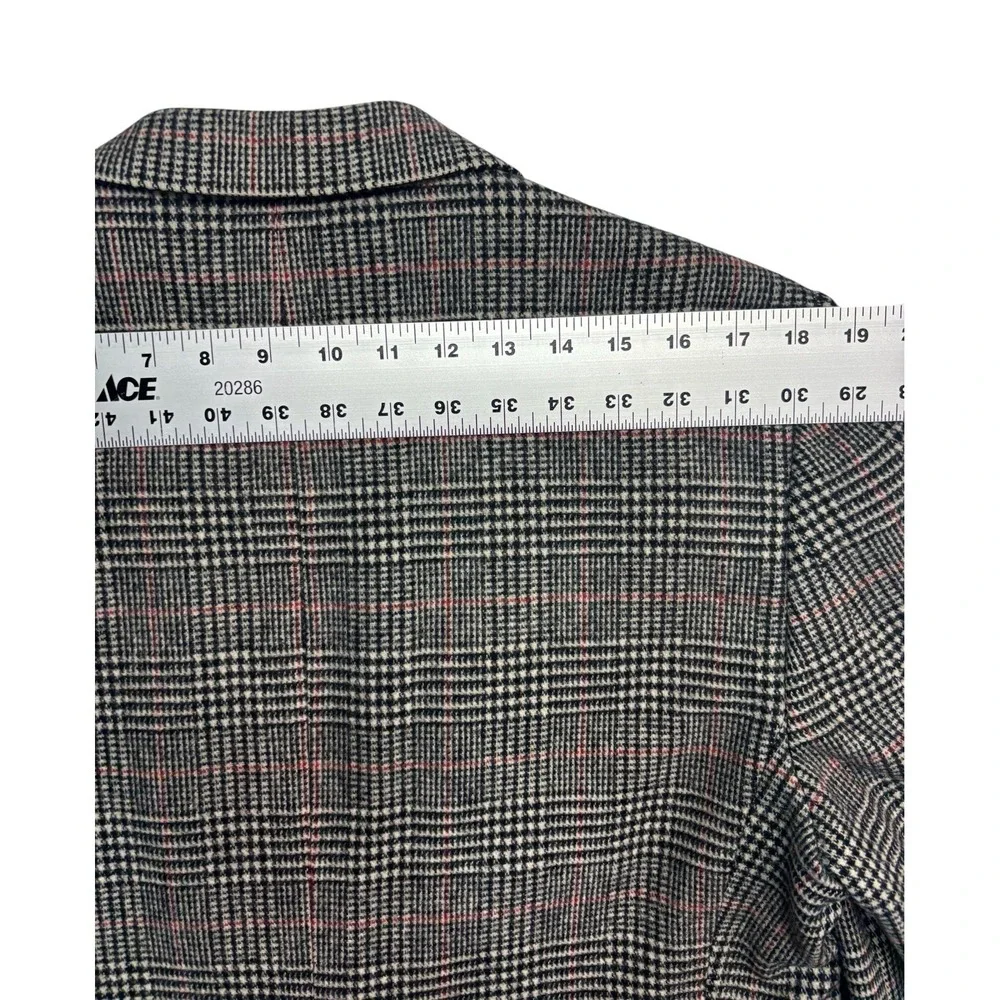 vtg Stafford 42R‎ Black White Red Glen Plaid Tweed Blazer Jacket Sport Coat USA